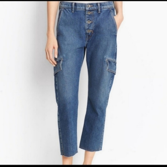 Vince Denim - Vince. Slouch Cargo Raw Hem Cropped Jeans